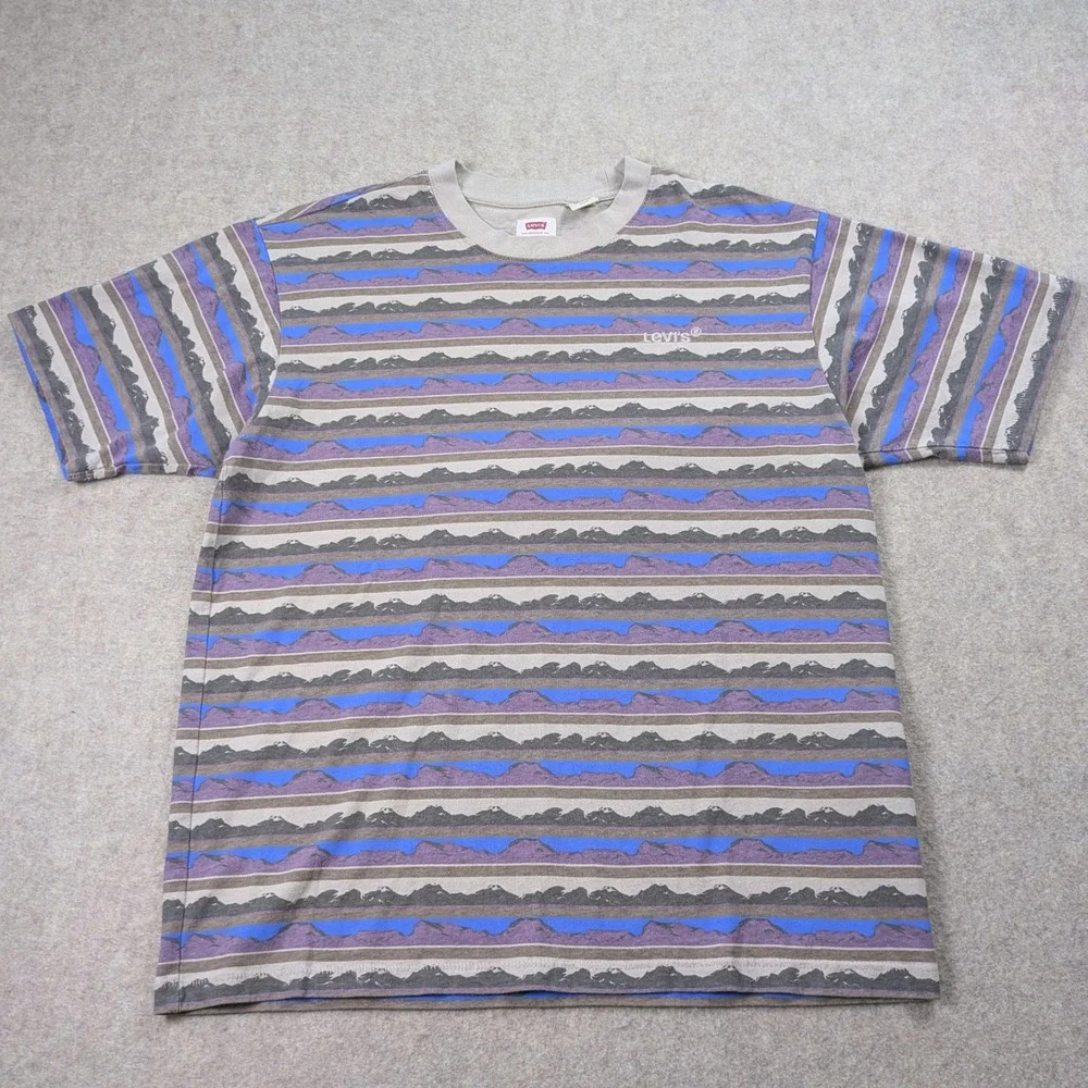 Levi's Red Tab Vintage T-Shirt Size Small Relaxed Fit Mountain Line AOP Skater